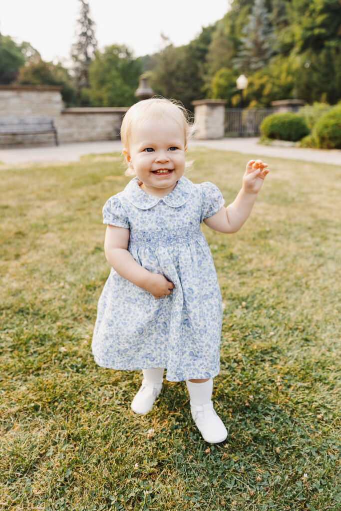 Summer Family Photos at Alexander Muir Memorial Gardens 15 Happy toddler running during family photos