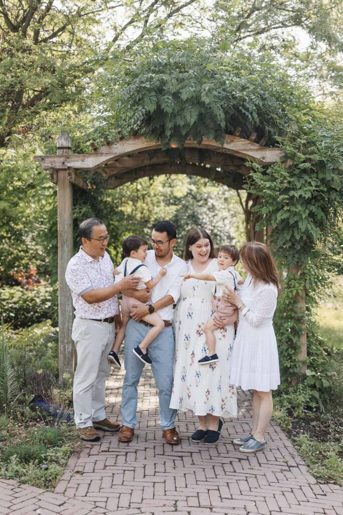 Extended family photos at James Gardens, Toronto