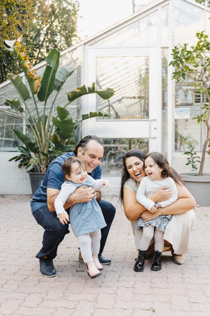 Fun family moment captured during family photos at Edwards Gardens