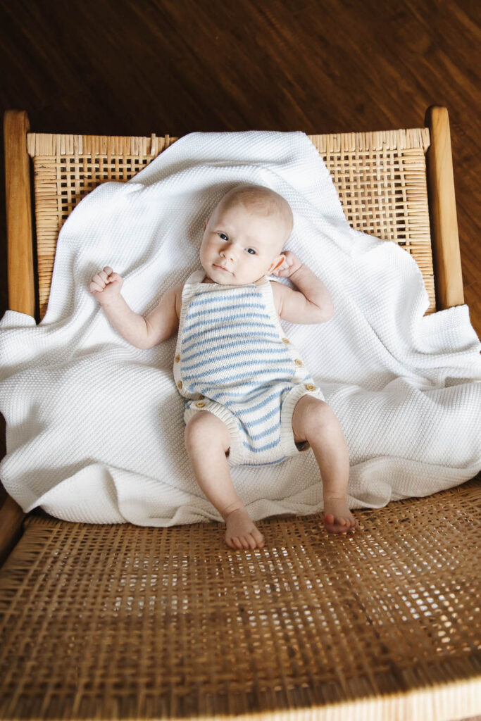 6 week old baby boy captured during toronto newborn photo session at home